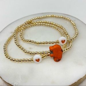 NEW Set of 3 - 14k Gold Plated Elephant/Heart Handmade Bracelets